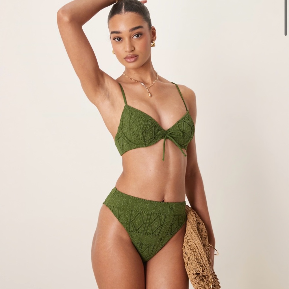 ASOS Textured Green Bikini Set